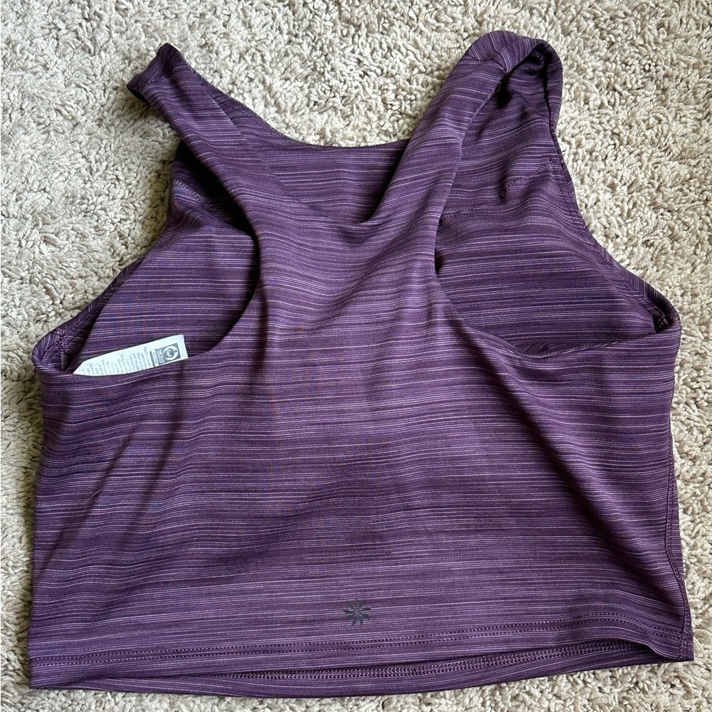 EUC- Athleta Purple Striped Conscious Crop Top size S - Picture 6 of 8